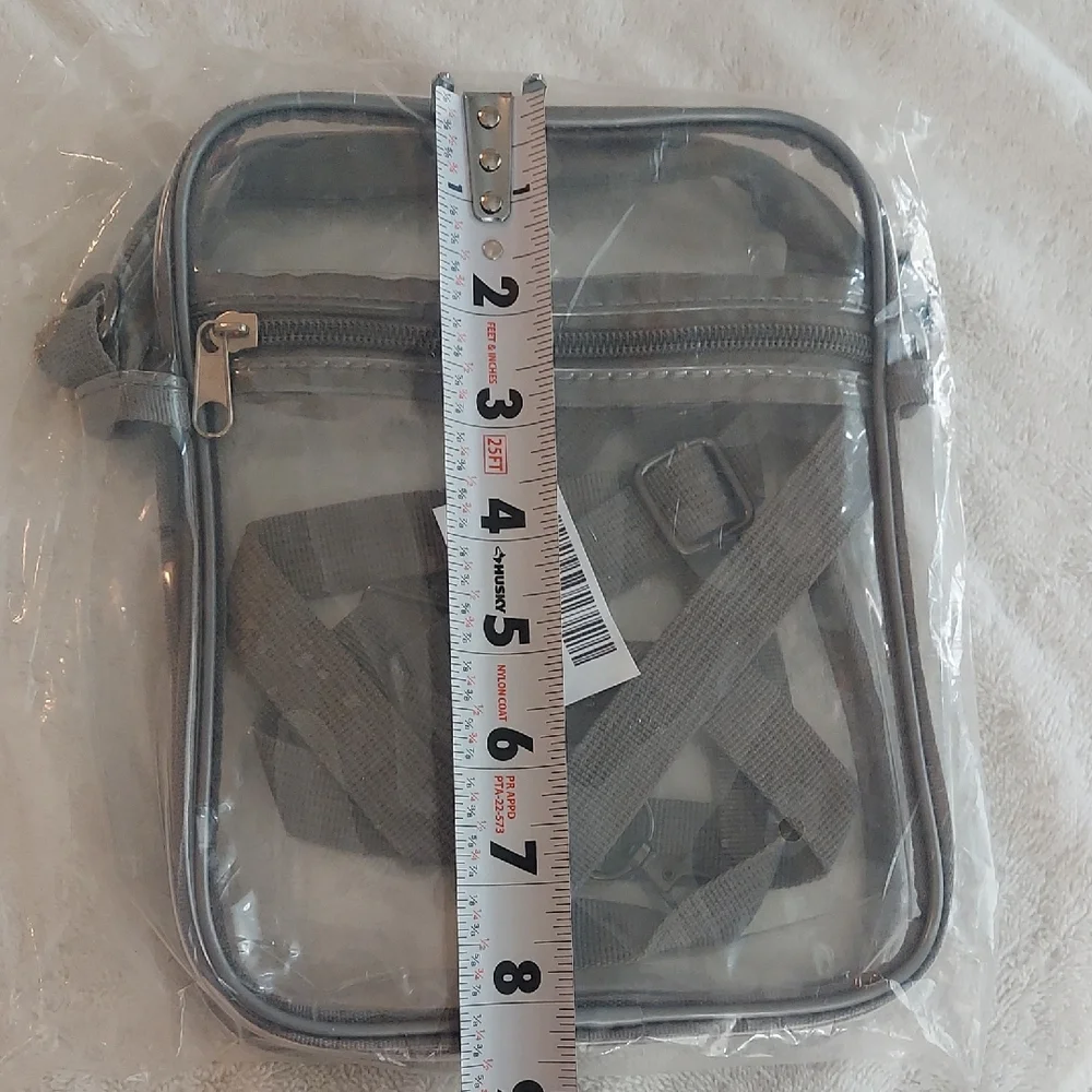 NWT Clear Stadium Crossbody Bag with Gray Strap - Game Day Approved